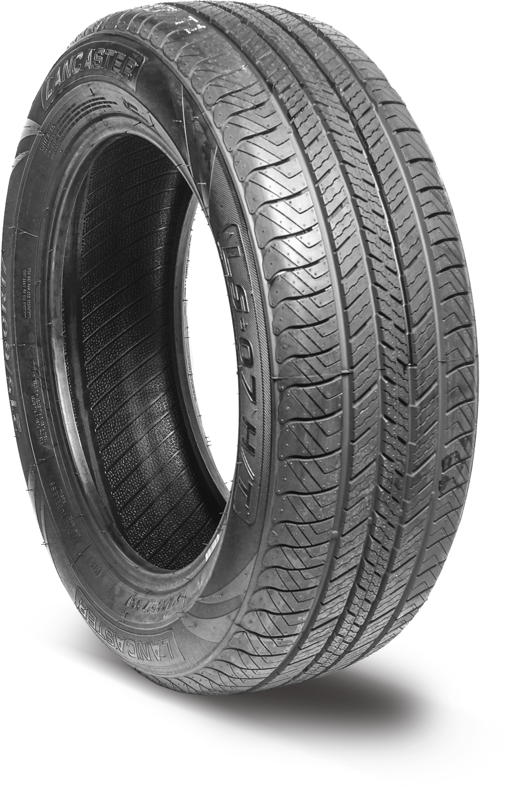 LS-07 45 Degree Lancaster LS-07 H/T all-season highway terrain SUV and crossover tire on black background