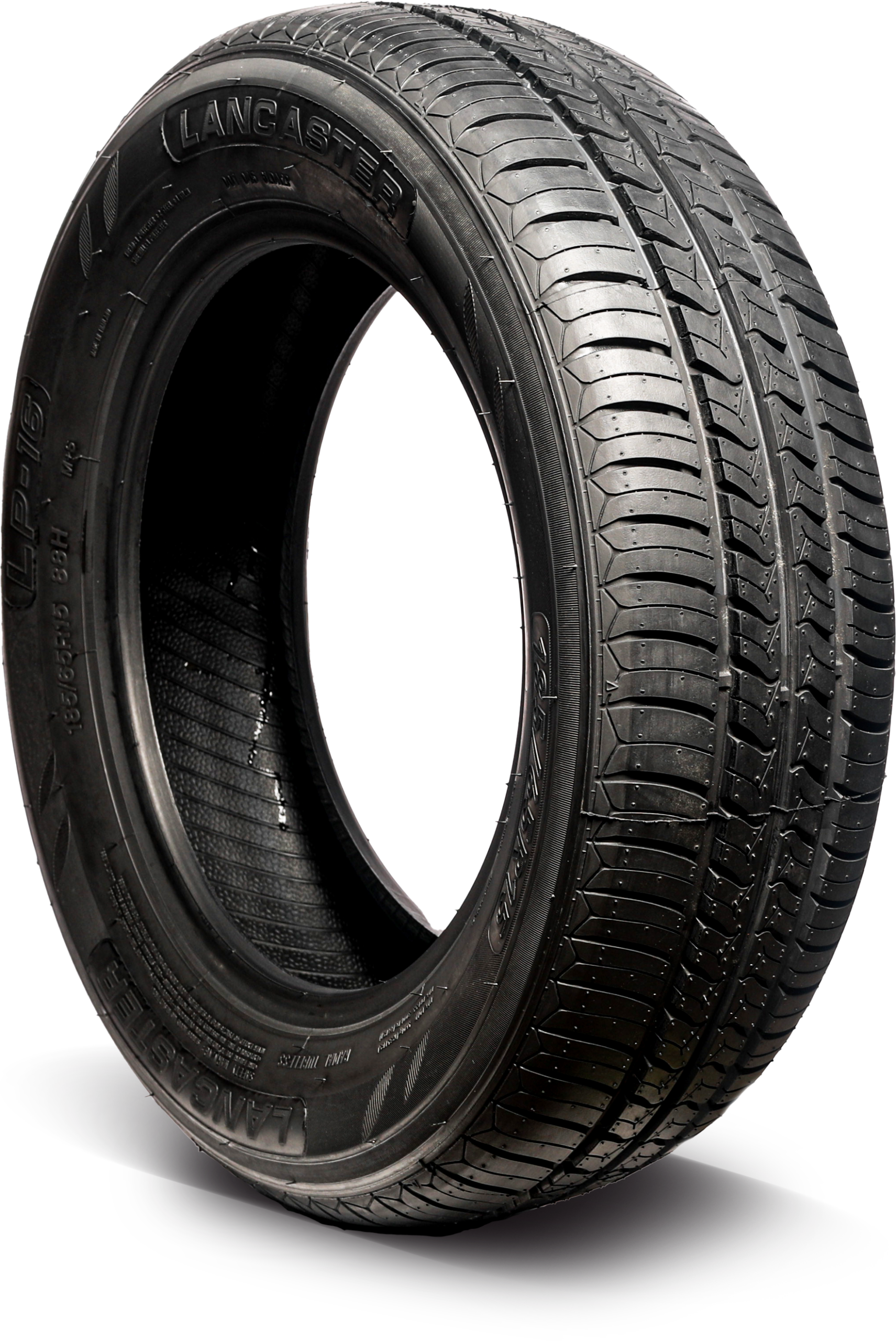 LP-16 45 DEGREE Lancaster LP-16 all-season touring passenger tire on black background