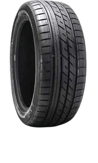 LX-01-45-degree-2 Lancaster LX-01 sport truck tire with asymmetric tread pattern on black background
